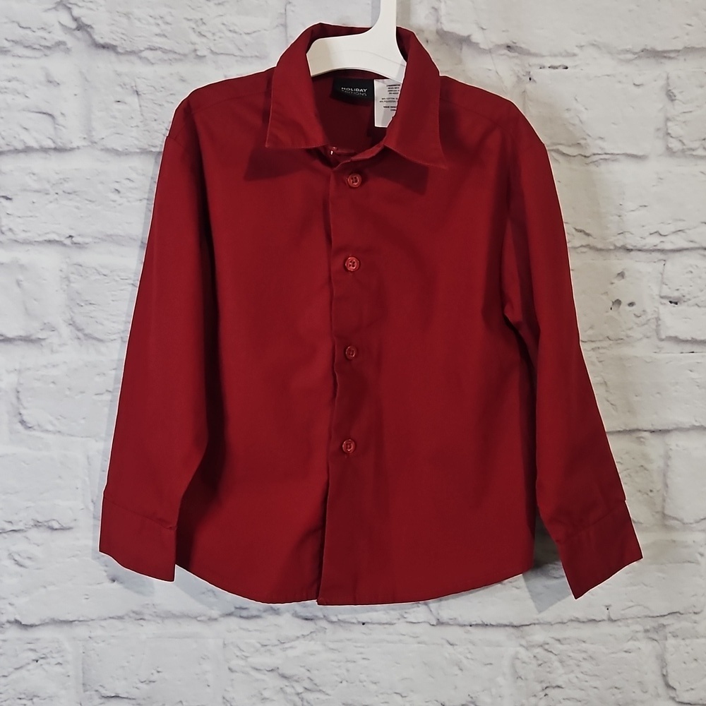 💙 Holiday Editions Kids Red Button Down Shirt